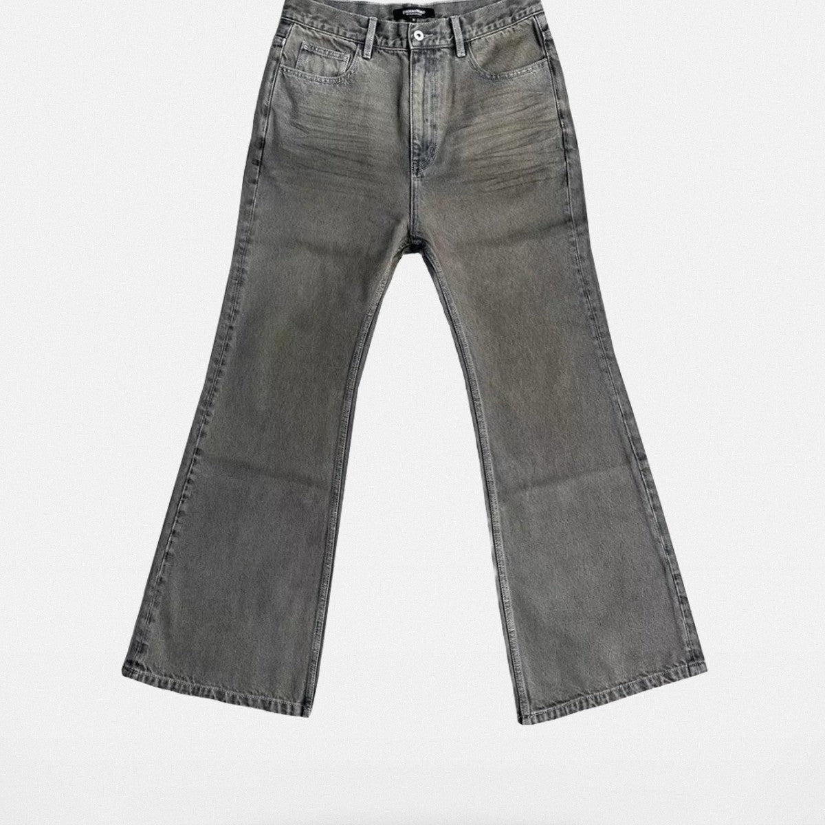 UNKNOWNWORLD Washed Mud Dye Flared Jeans in Gray