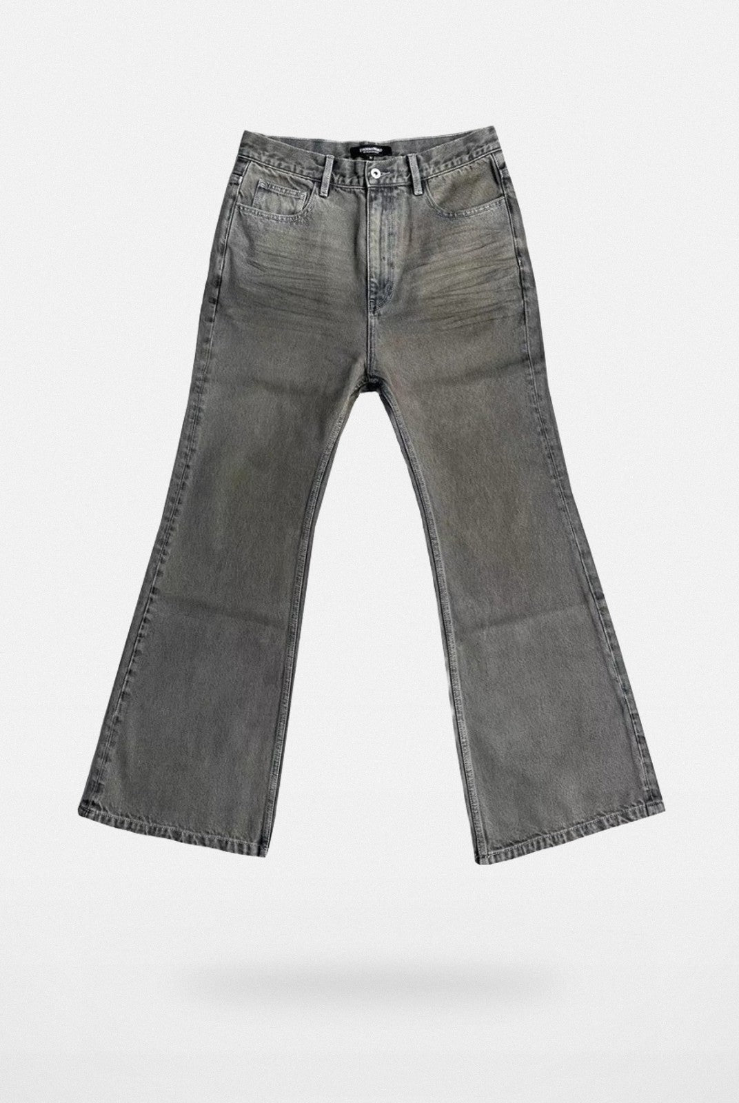 UNKNOWNWORLD Washed Mud Dye Flared Jeans in Gray