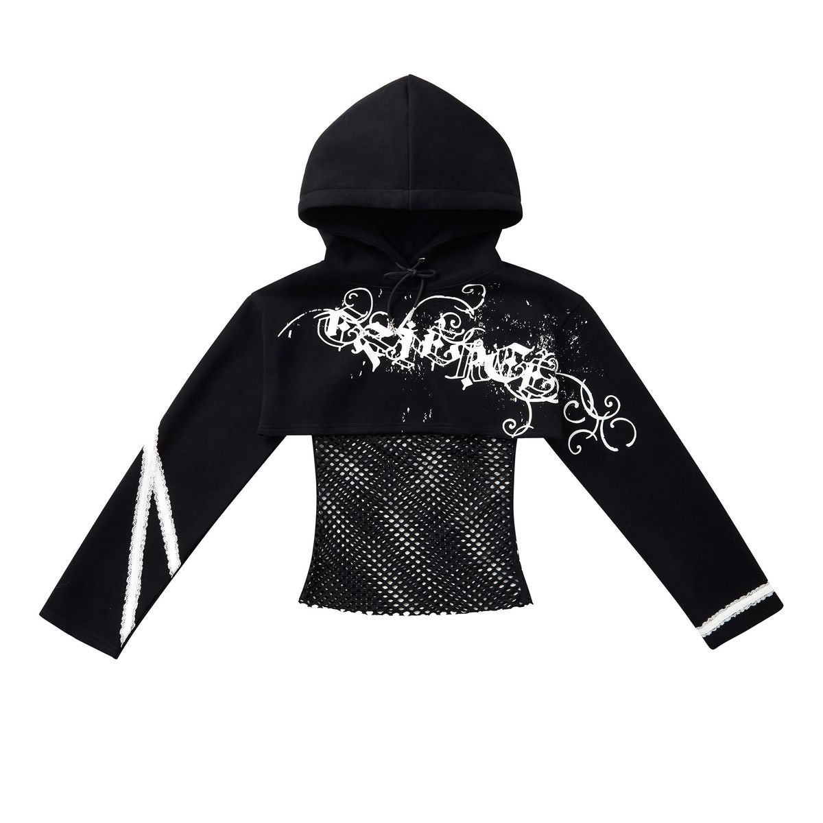 CFIERCE Paint Splatter Mock Layer Hoodie in Black