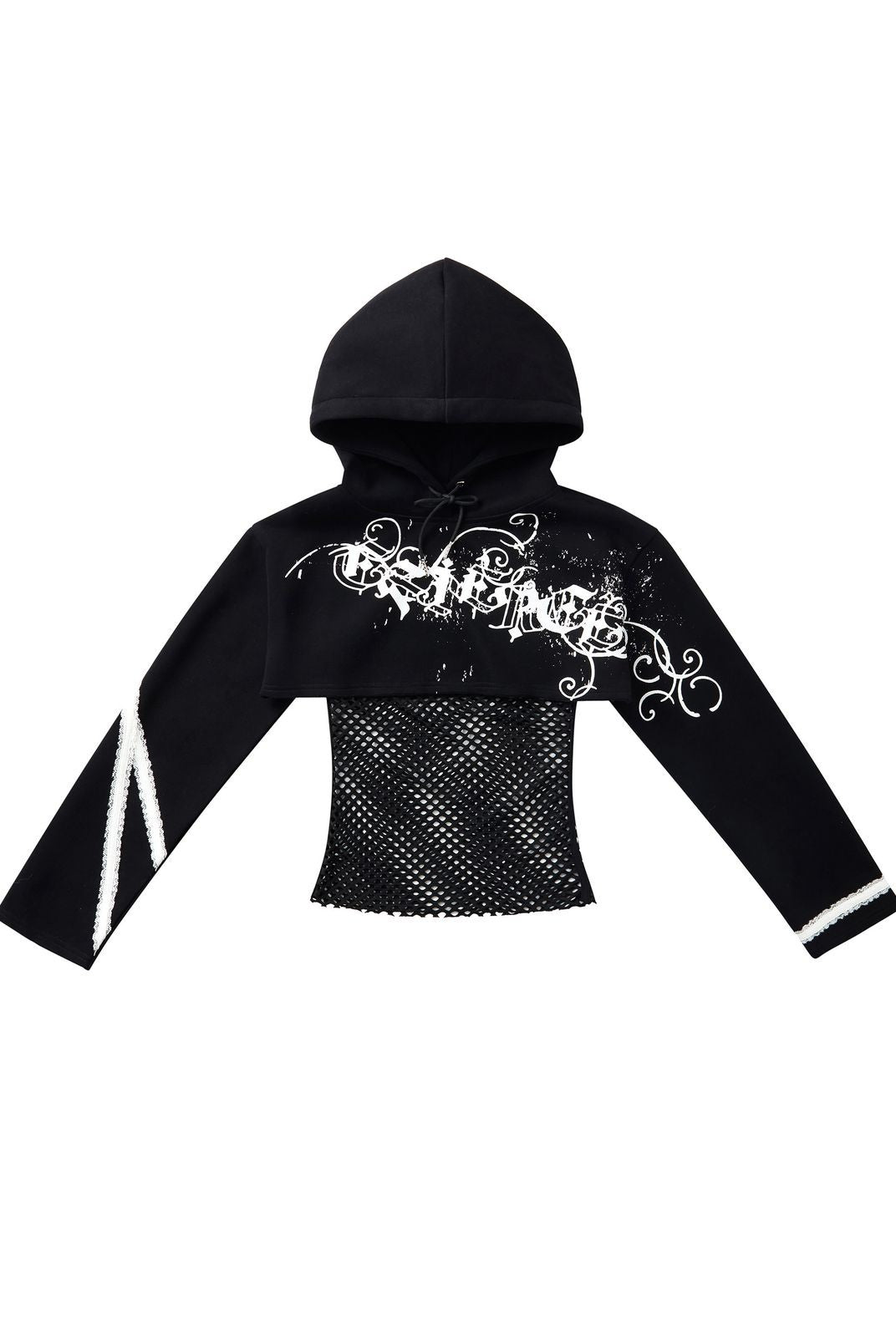 CFIERCE Paint Splatter Mock Layer Hoodie in Black