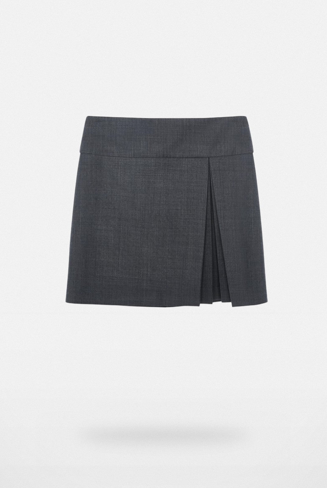 SHUSHUTONG Side Pleated Wool Blend Mini Skirt in Gray