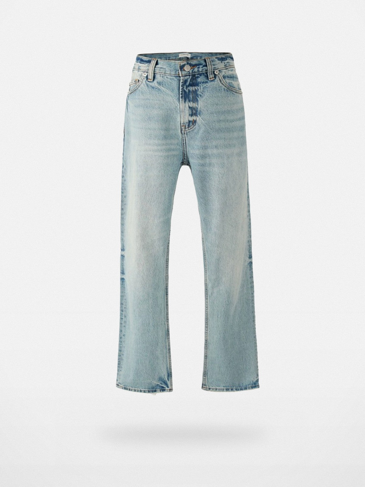 VLABMADE Ice Blue Distressed Micro Flare Jeans in Blue