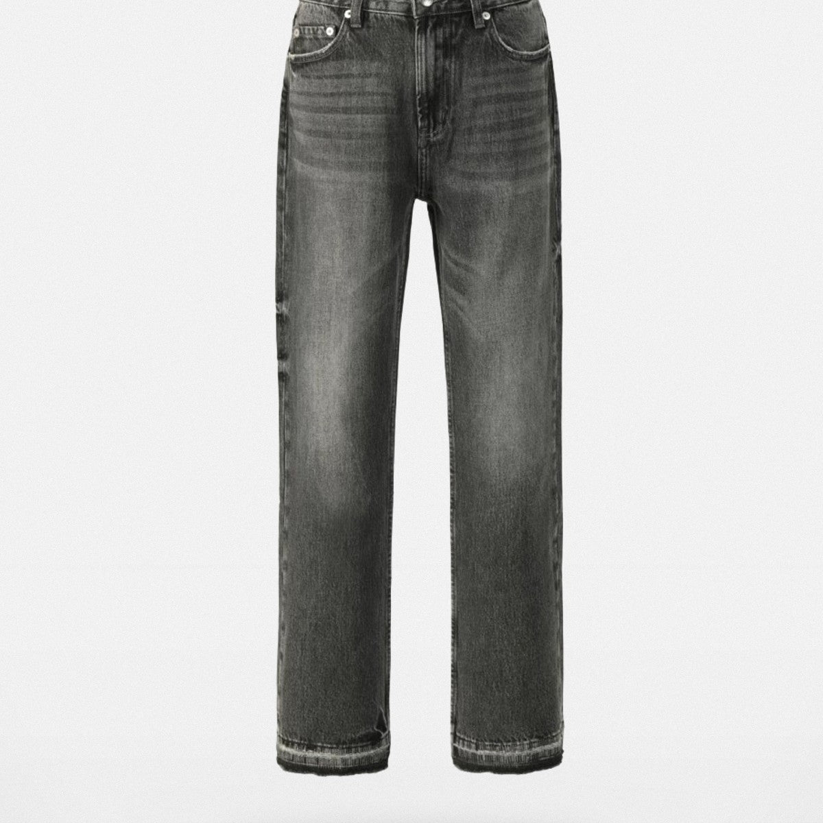 VLABMADE Distressed Washed Straight Leg Jeans in Black