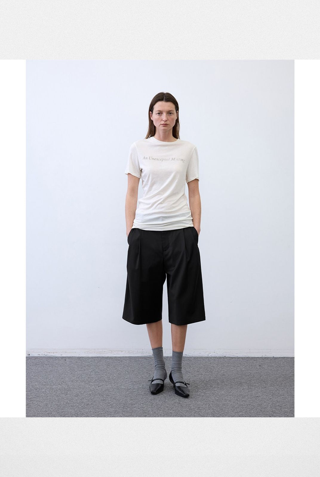 RandomPiece Silk Blend Graphic T Shirt in White - On Model