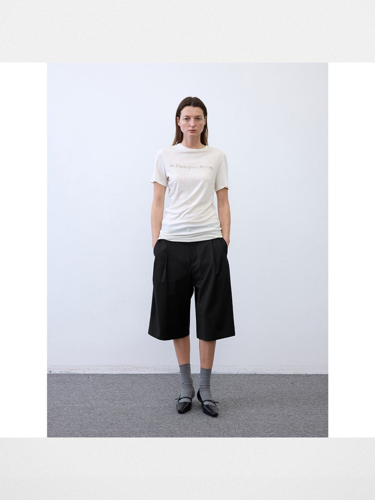 RandomPiece Silk Blend Graphic T Shirt in White - On Model