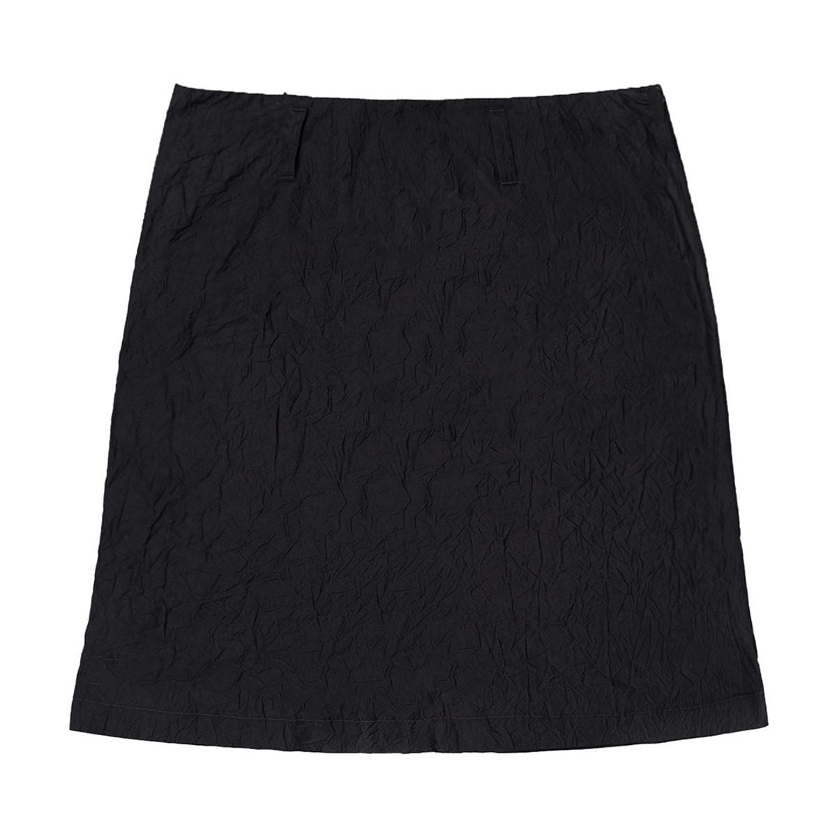 Simple Project Crinkled Texture Micro Flare Mini Skirt in Black