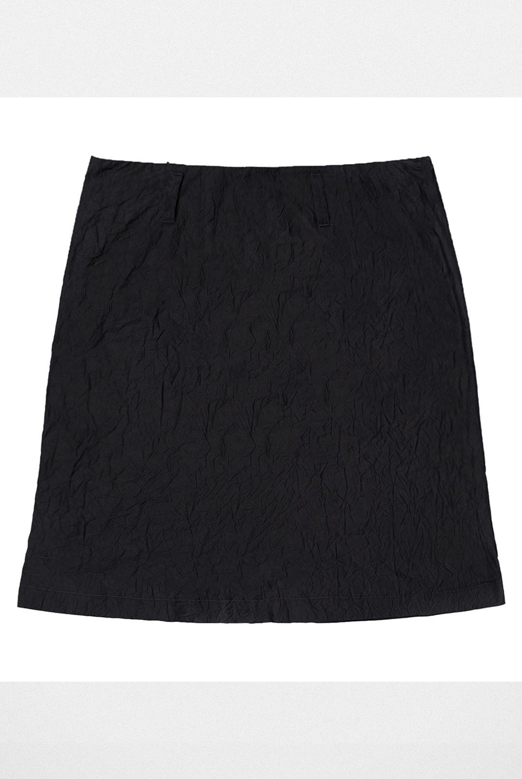 Simple Project Crinkled Texture Micro Flare Mini Skirt in Black