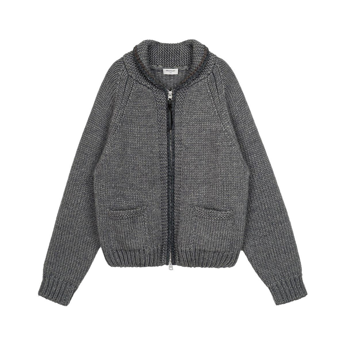 Simple Project Wool Blend Cowichan Zip Sweater in Gray