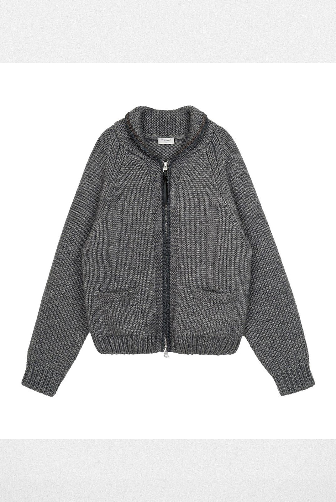 Simple Project Wool Blend Cowichan Zip Sweater in Gray