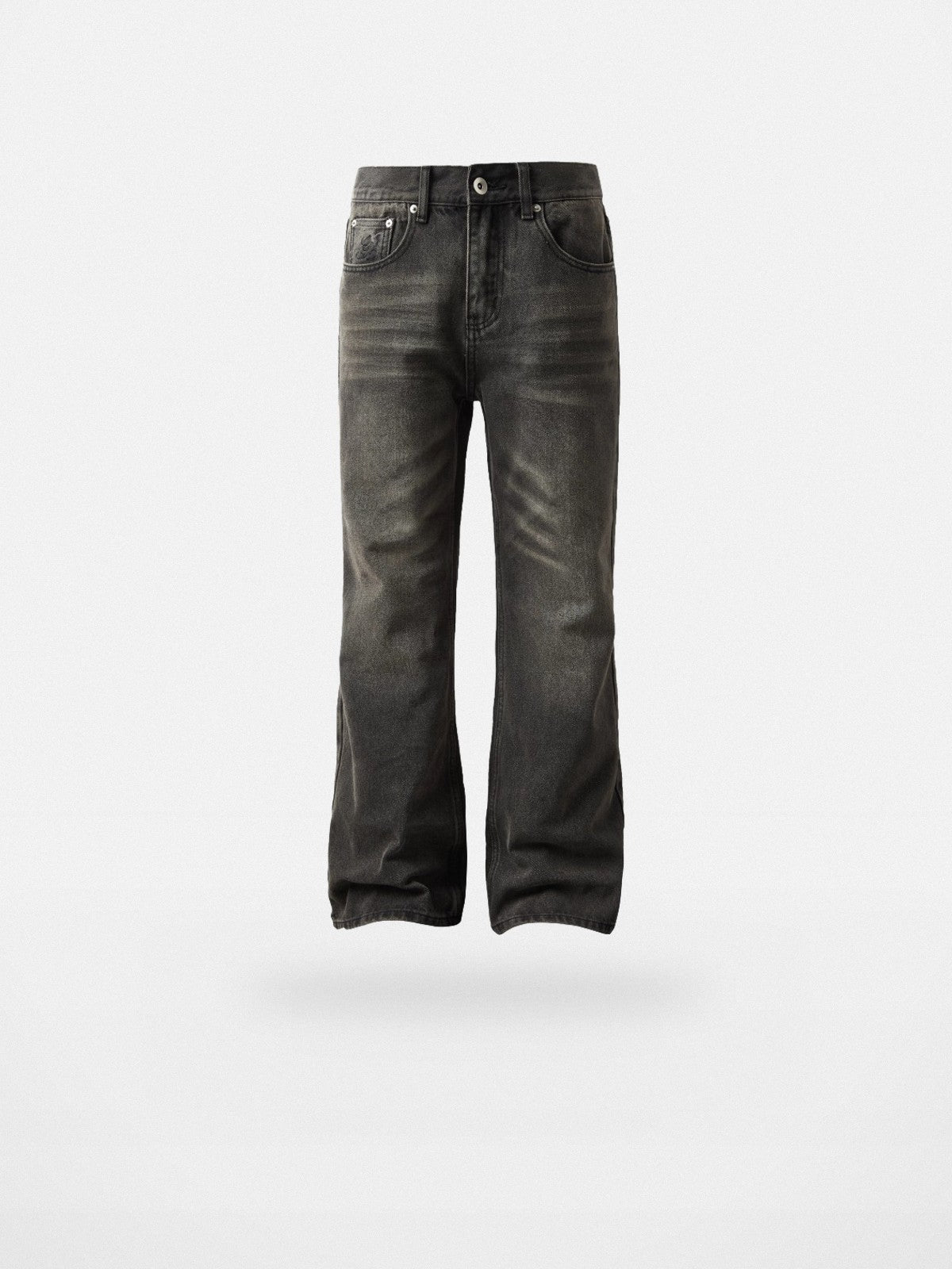 Y OFFICIAL Okayama Slub Mud Dyed Micro Flare Jeans in Gray