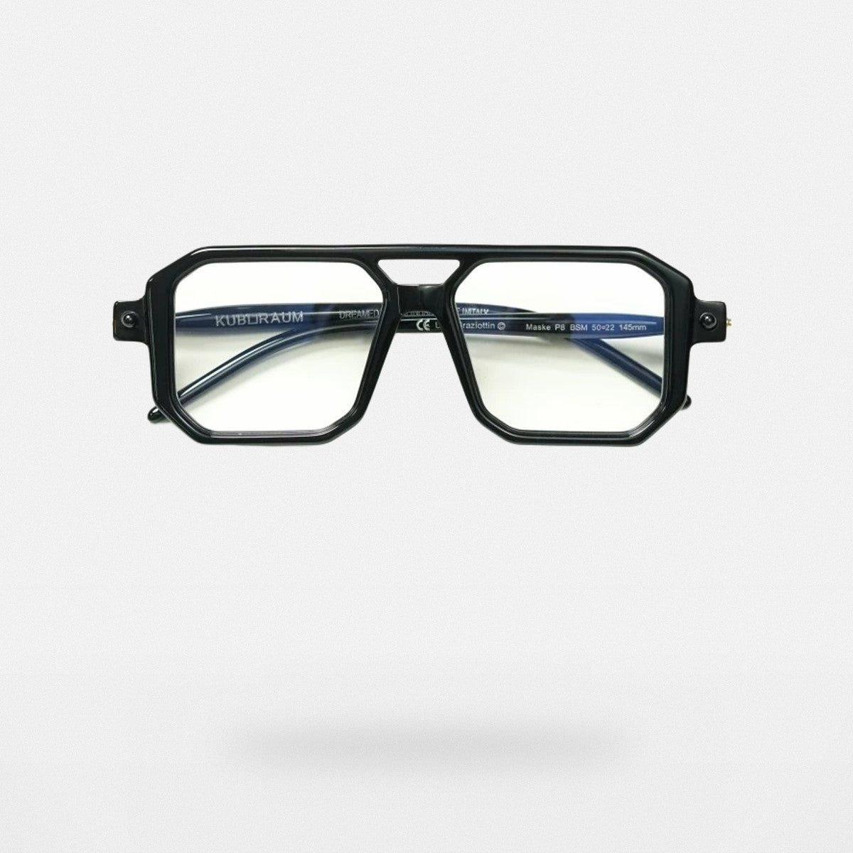 FUTURE UPDATE Oversized Geometric Double Bridge Glasses in Black