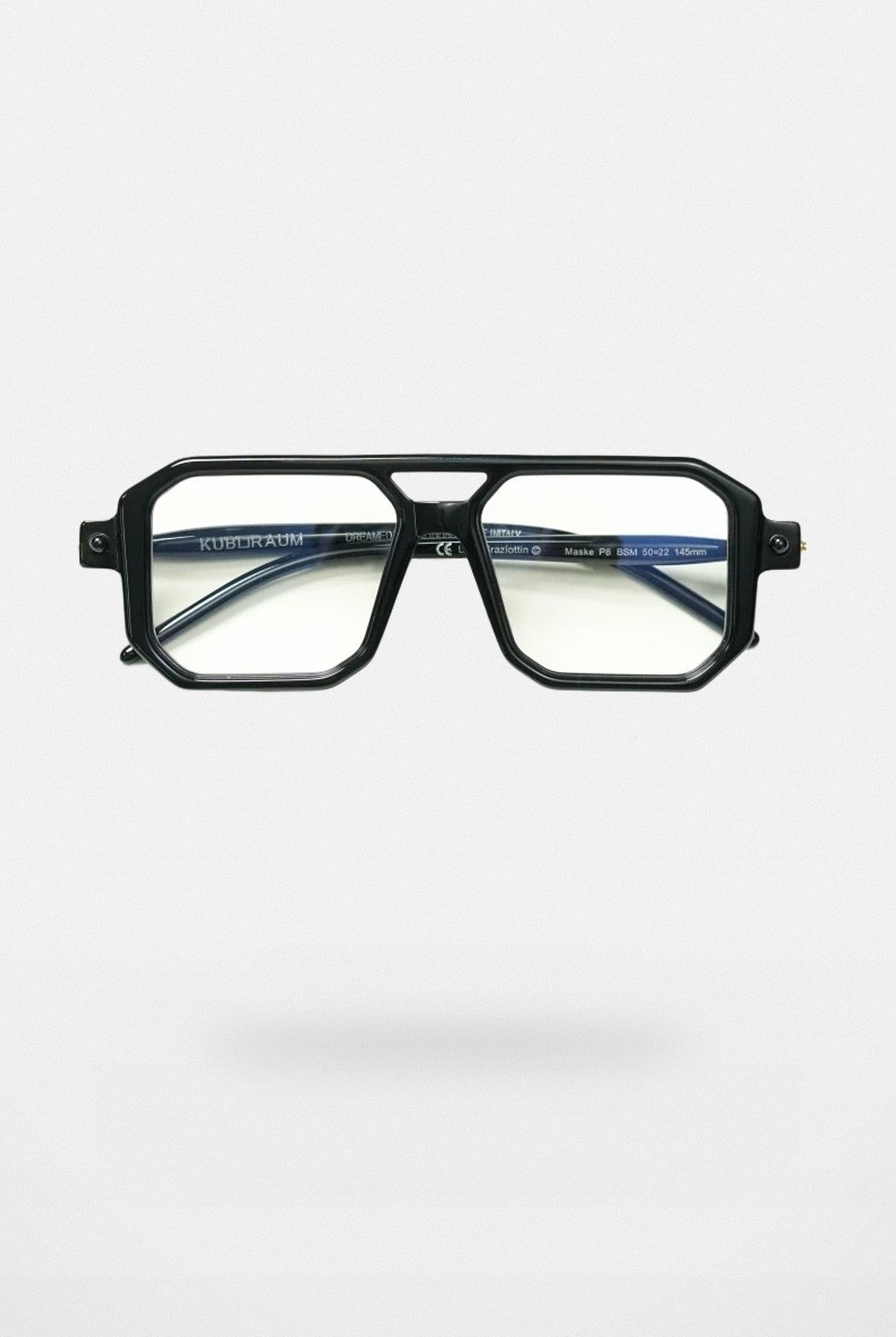 FUTURE UPDATE Oversized Geometric Double Bridge Glasses in Black