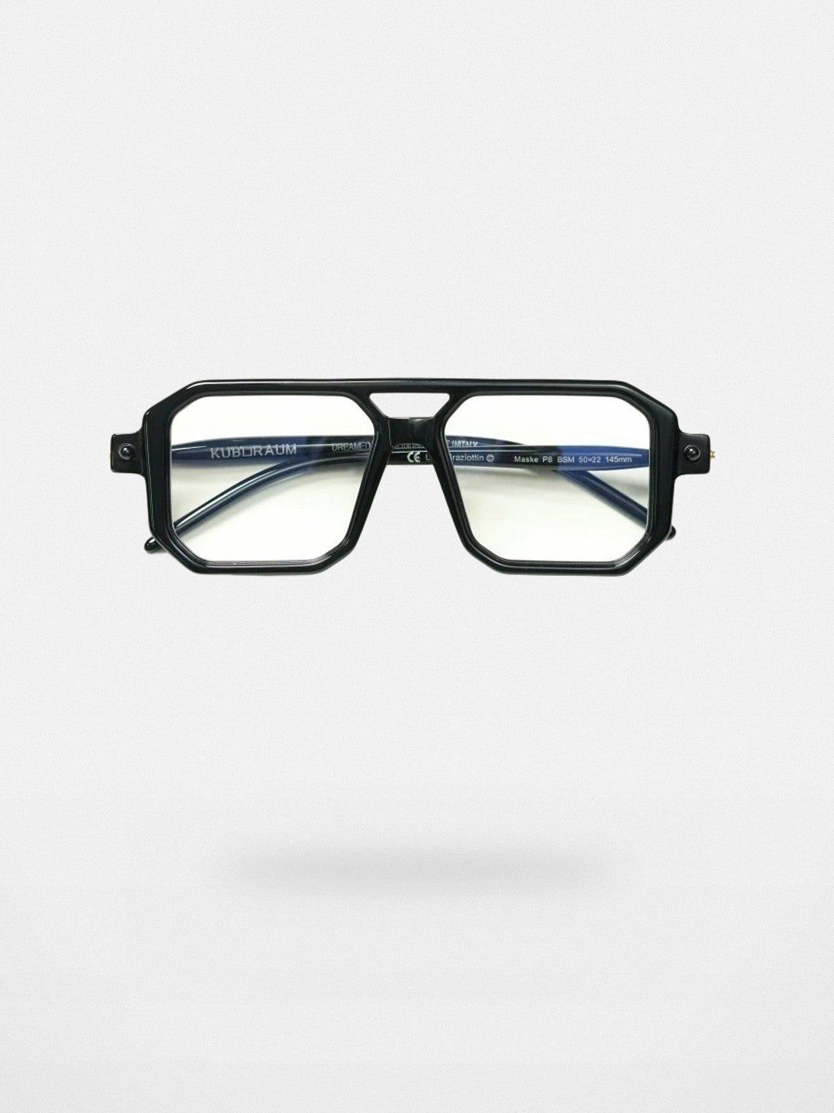 FUTURE UPDATE Oversized Geometric Double Bridge Glasses in Black