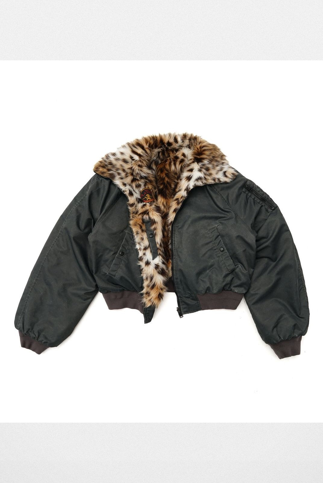 MASONPRINCE Reversible Tiger Print Flight Jacket in Black #color_black