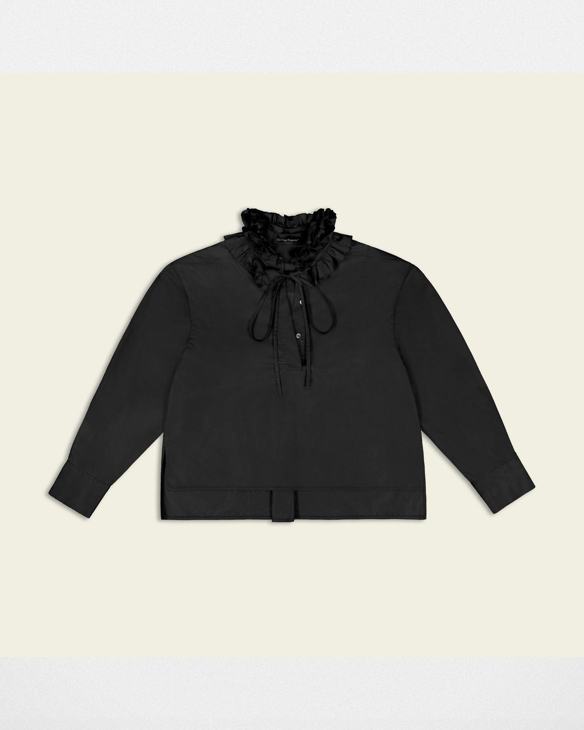 Fax Copy Express Detachable Ruff Collar Shirt in Black