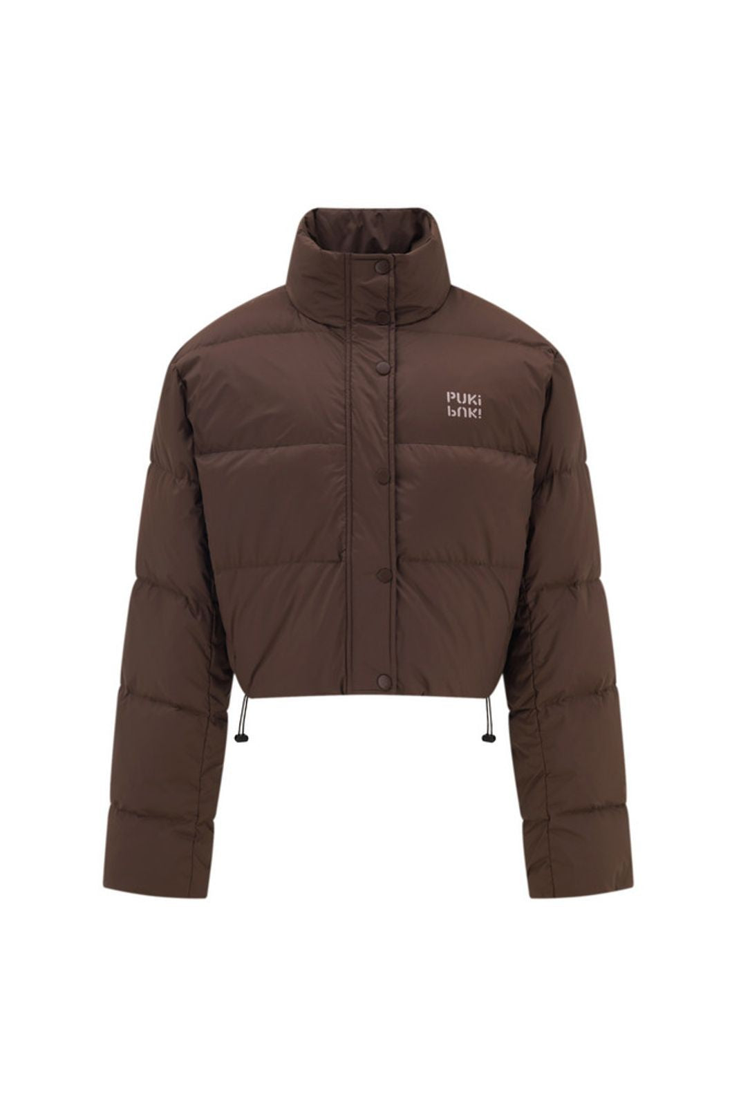 PUKI Cropped White Duck Down Puffer in Brown
