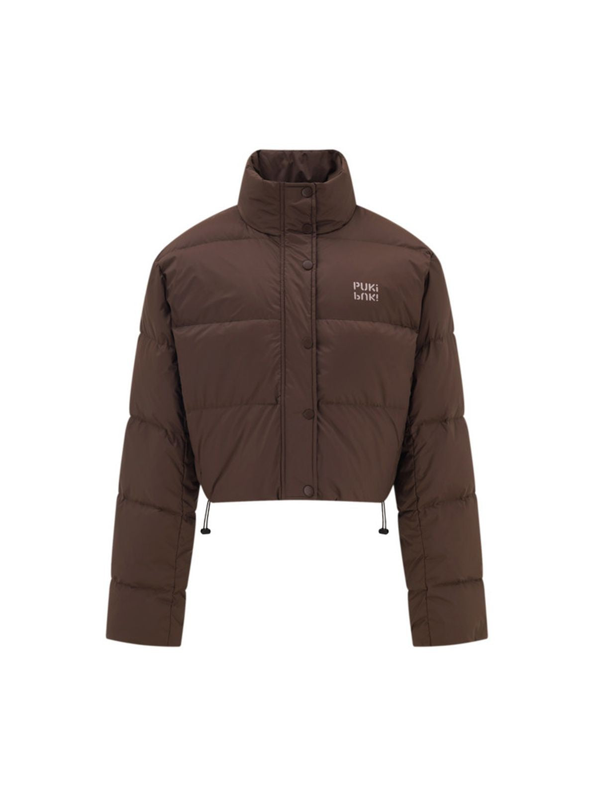PUKI Cropped White Duck Down Puffer in Brown