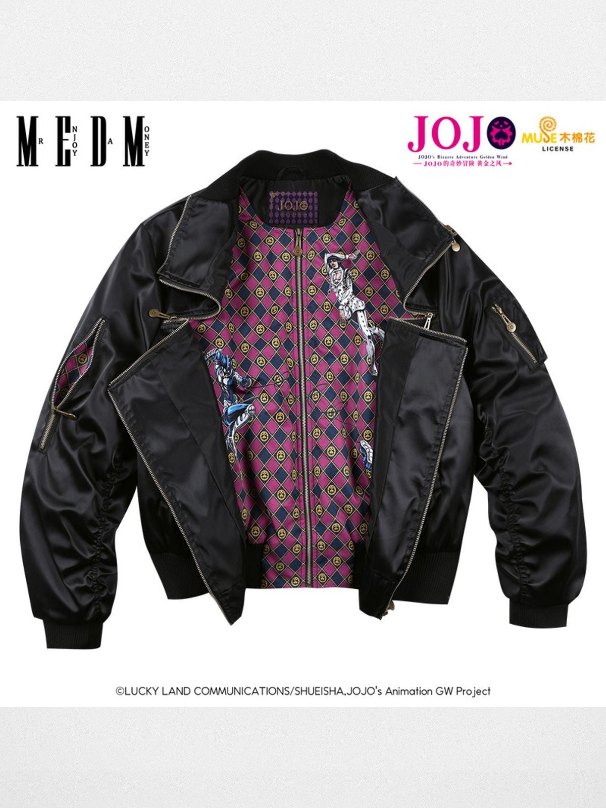 MEDM Bucciarati Zip Detail Bomber in Black