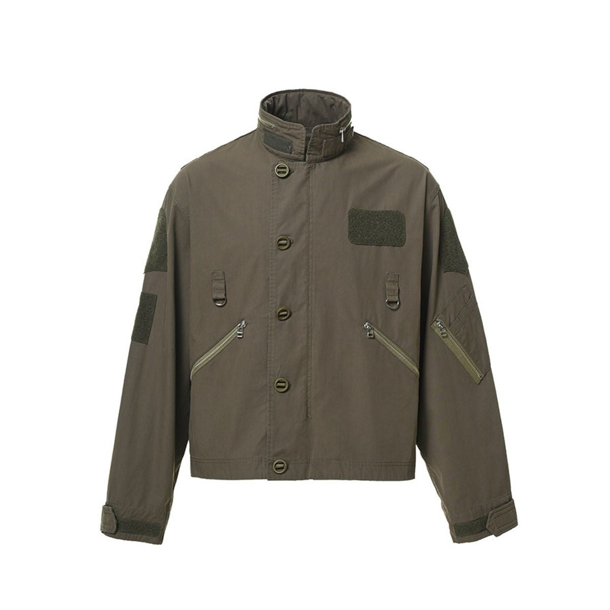 Roolrren Homme Cropped Cotton Flight Jacket in Olive