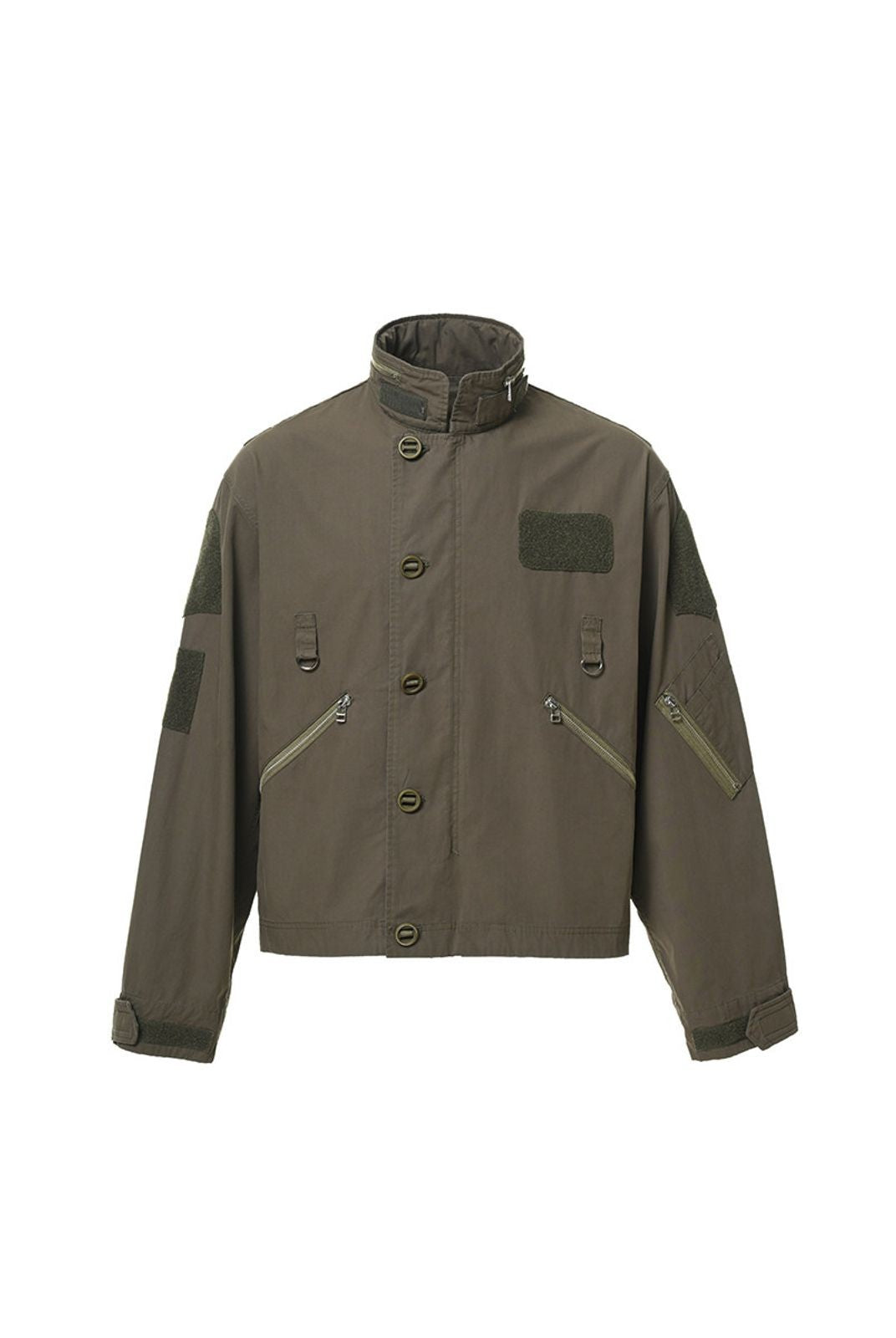 Roolrren Homme Cropped Cotton Flight Jacket in Olive