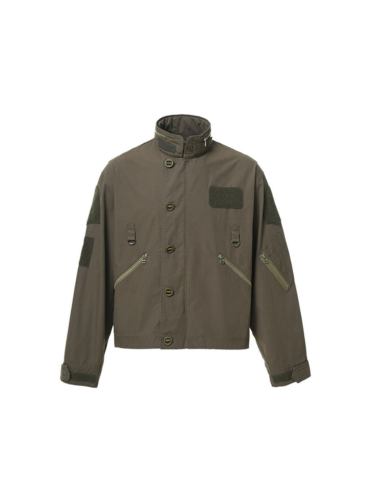 Roolrren Homme Cropped Cotton Flight Jacket in Olive