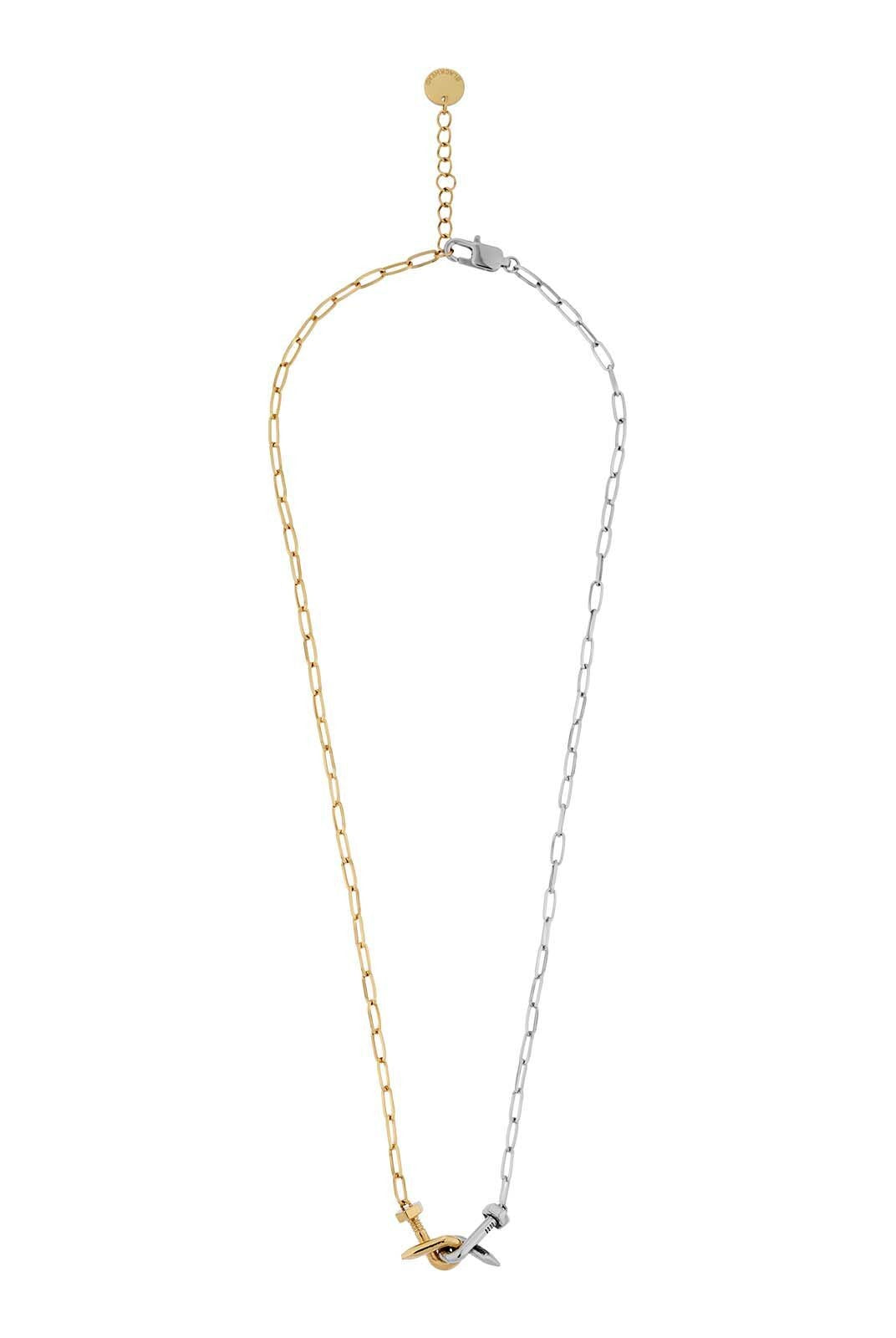 BLACKHEAD Two Tone Twisted Nail Steel Necklace in Gold