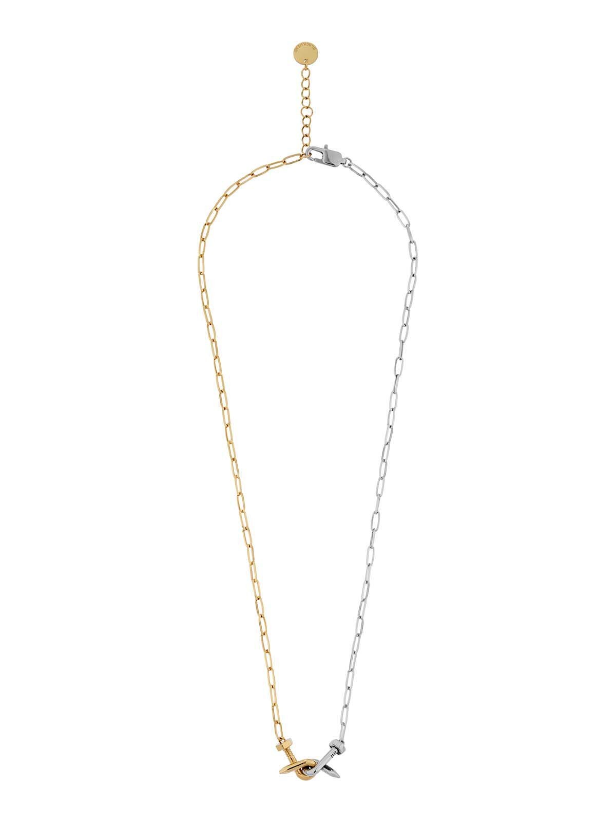 BLACKHEAD Two Tone Twisted Nail Steel Necklace in Gold