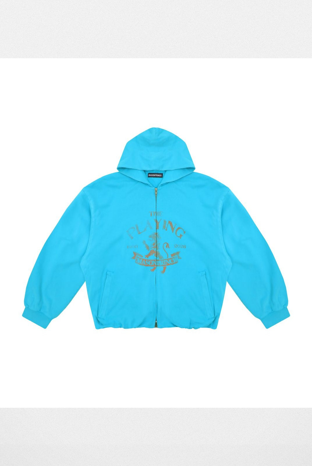 MASONPRINCE Playing Time Graphic Zip Up Hoodie in Sky Blue #color_sky-blue