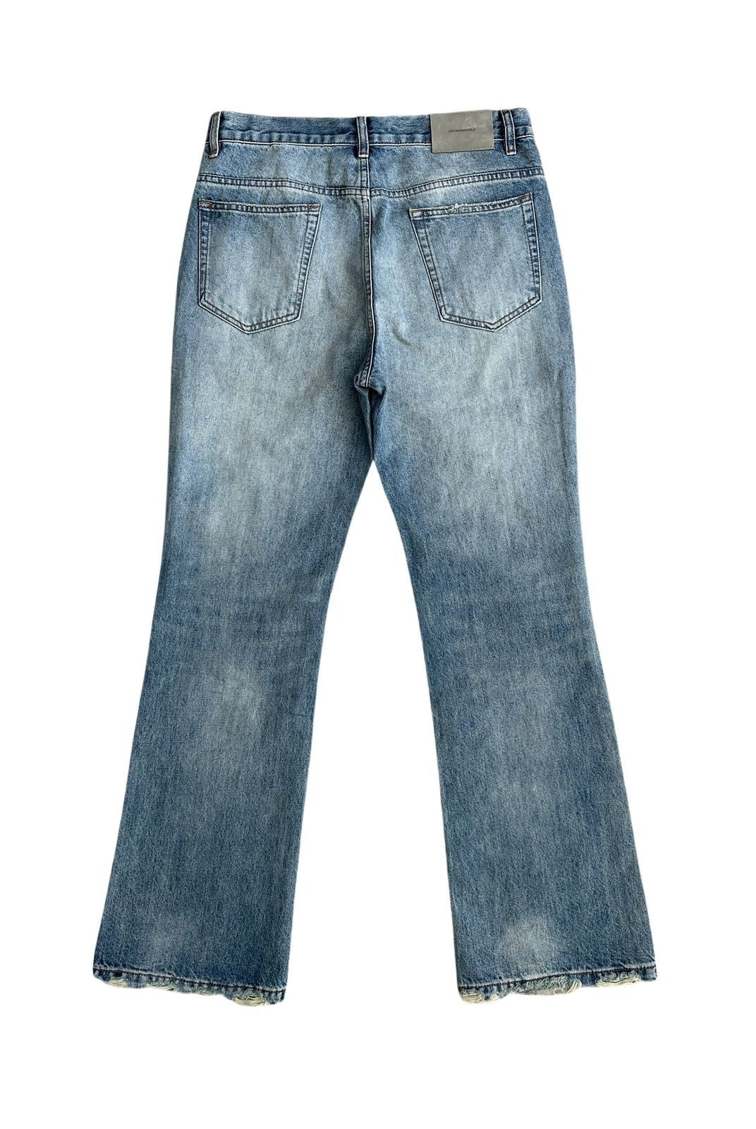 UNKNOWNWORLD Ice Blue Washed Micro Flare Jeans in Blue