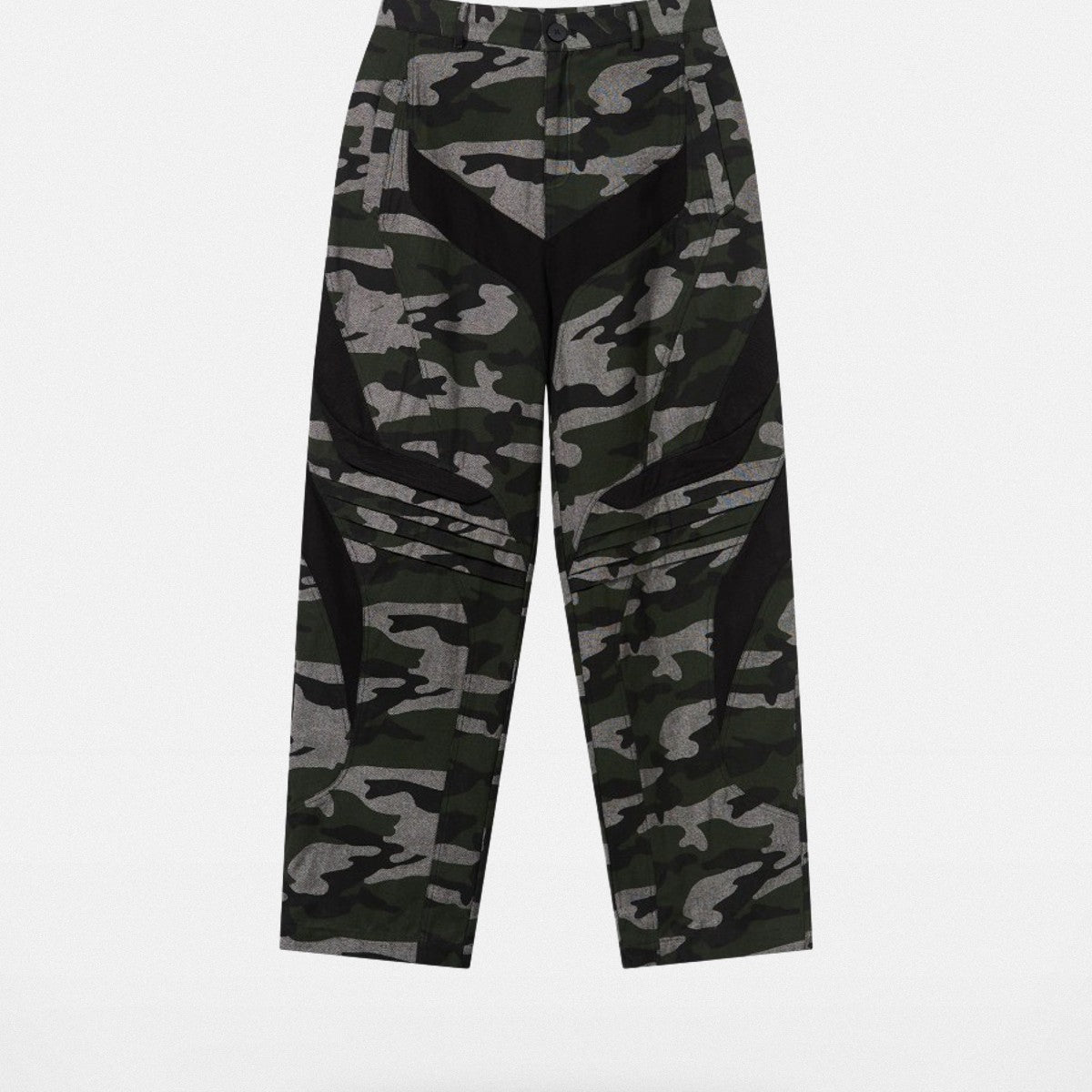 BLINDNOPLAN Spliced Camouflage Pants in Olive