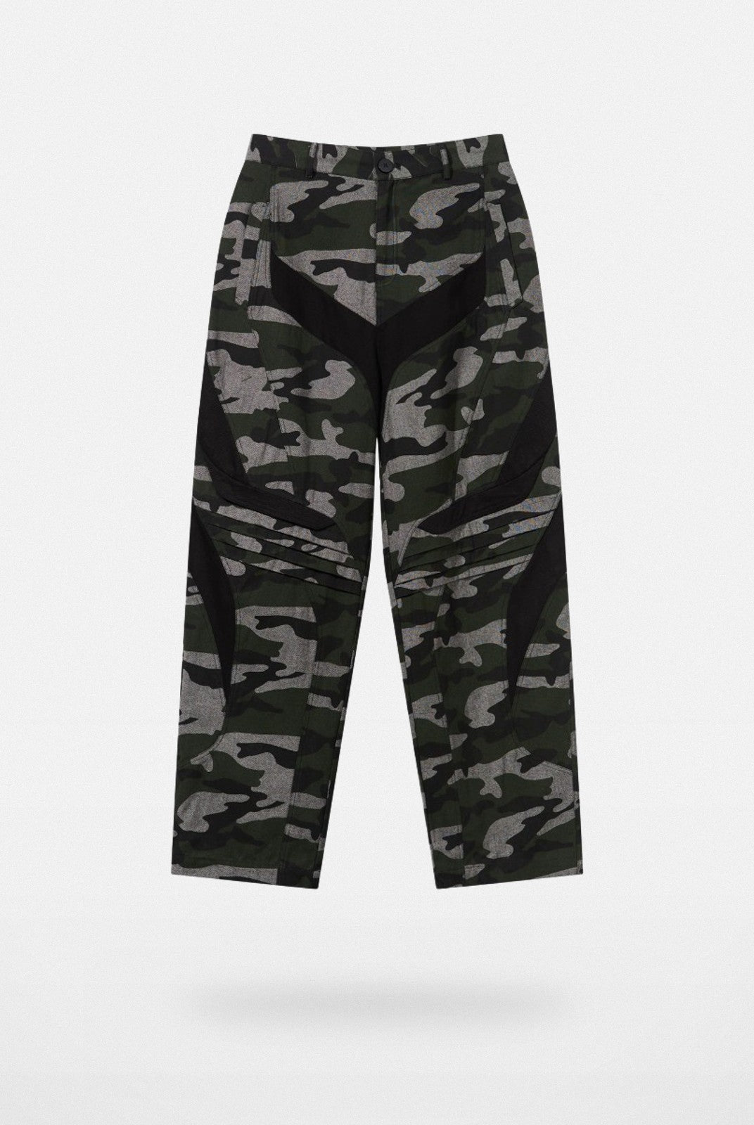 BLINDNOPLAN Spliced Camouflage Pants in Olive
