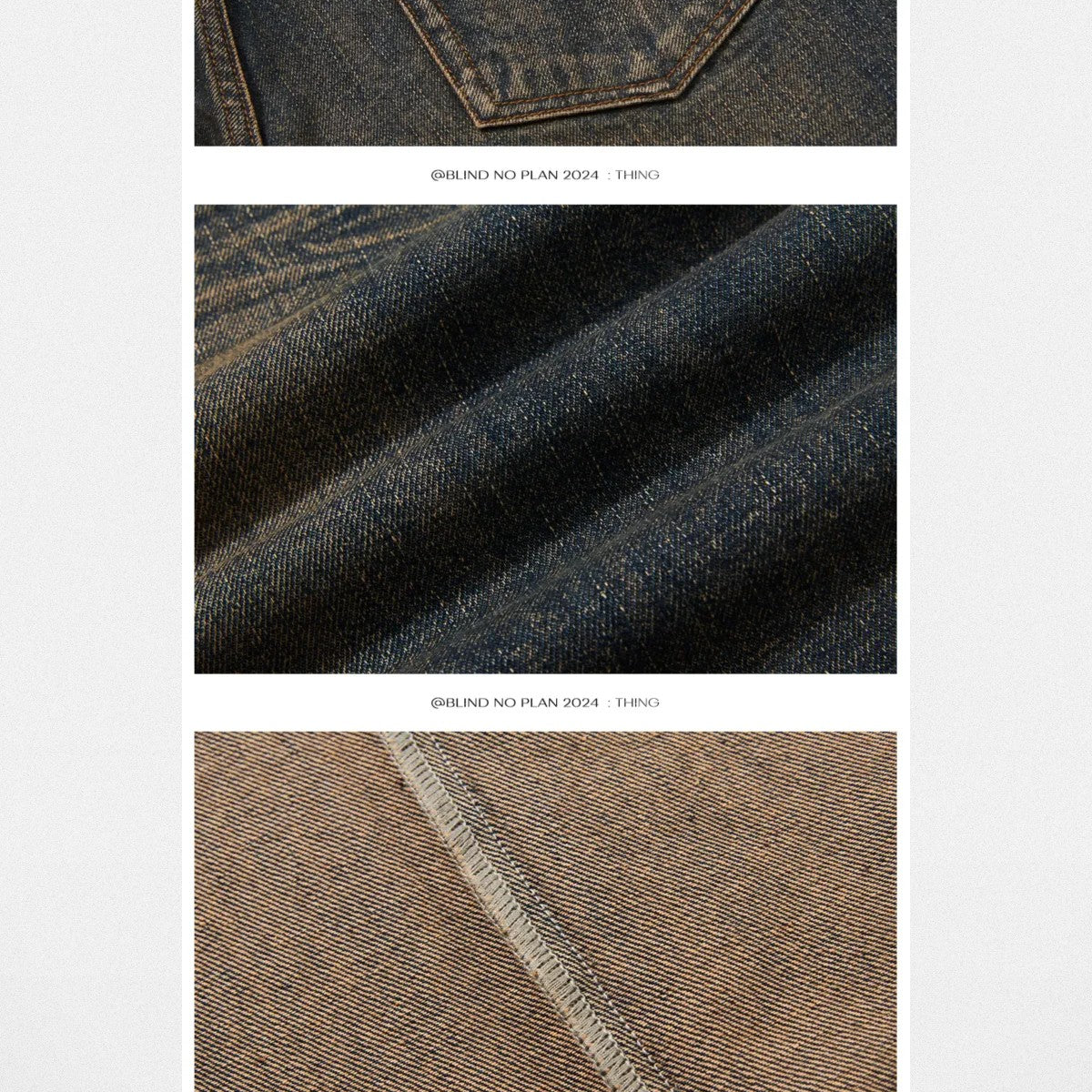 BLINDNOPLAN Mud Dyed Distressed Straight Leg Jeans in Blue - Detail