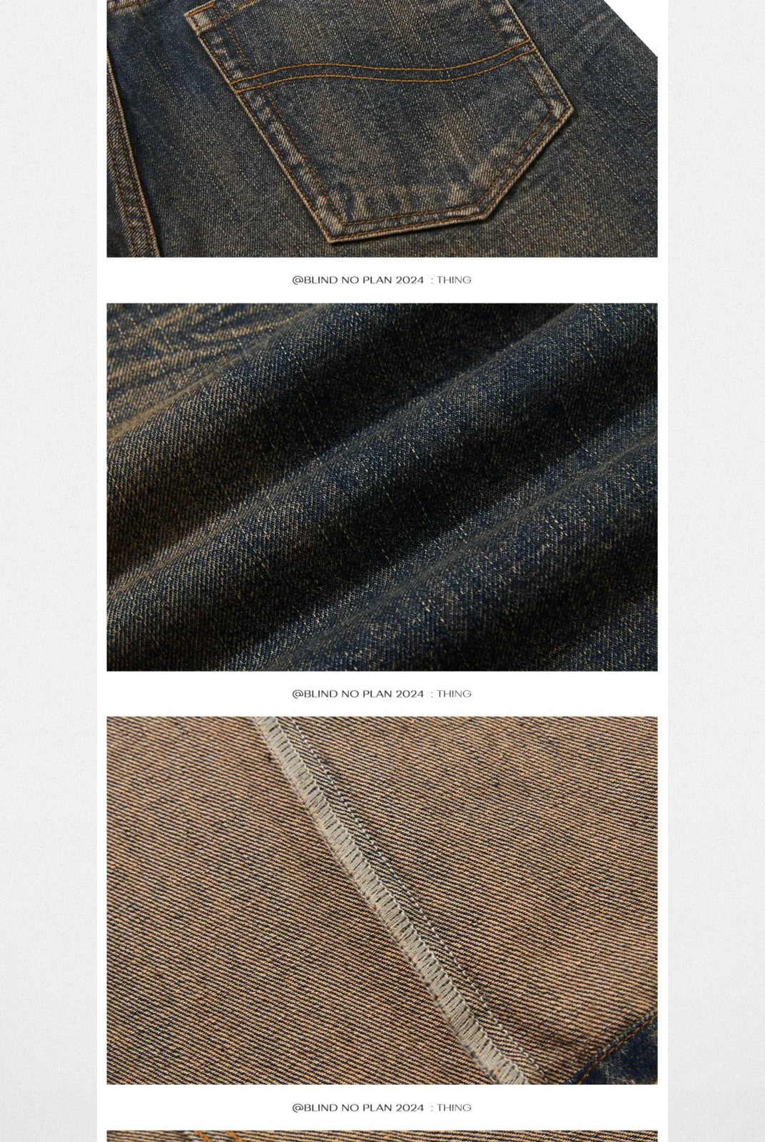 BLINDNOPLAN Mud Dyed Distressed Straight Leg Jeans in Blue - Detail