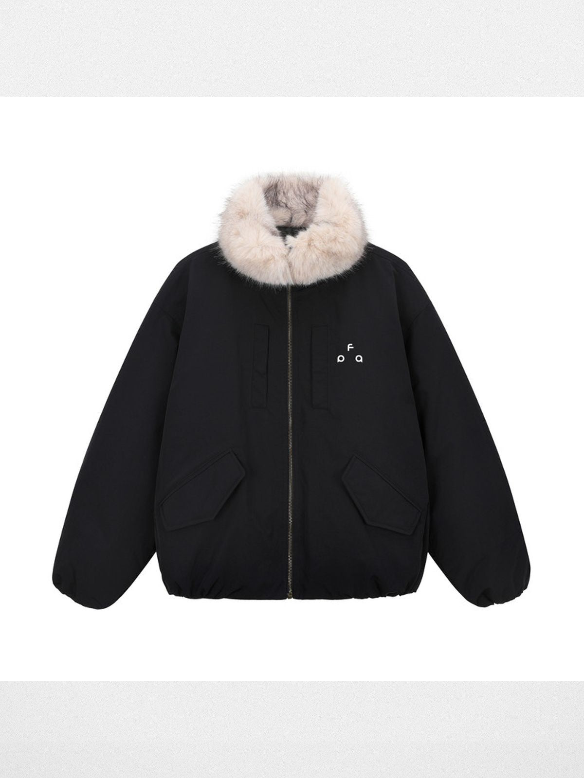 FPA Faux Mink Collar Down Parka in Black