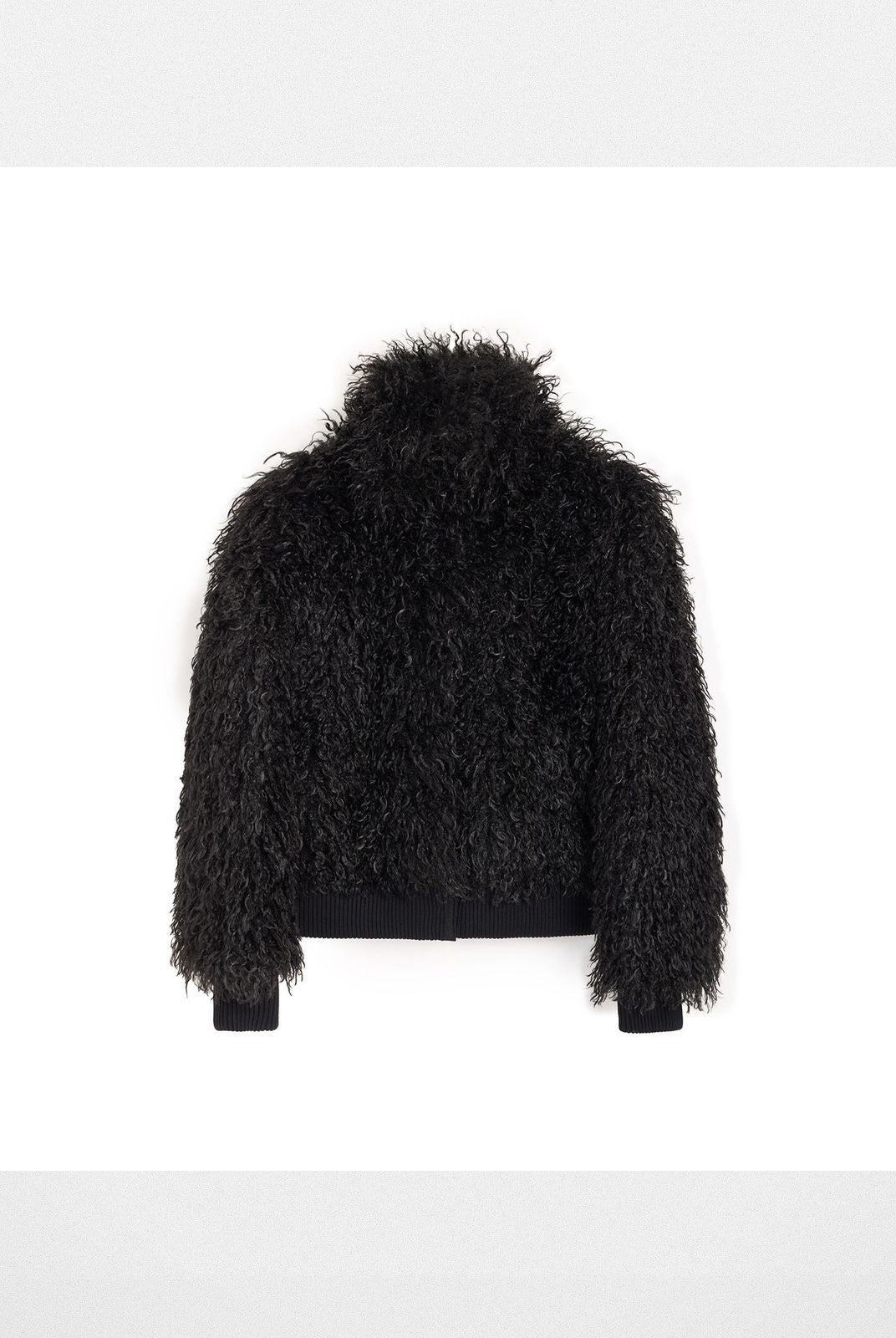 Alright then Faux Mongolian Lamb Fur Jacket in Black