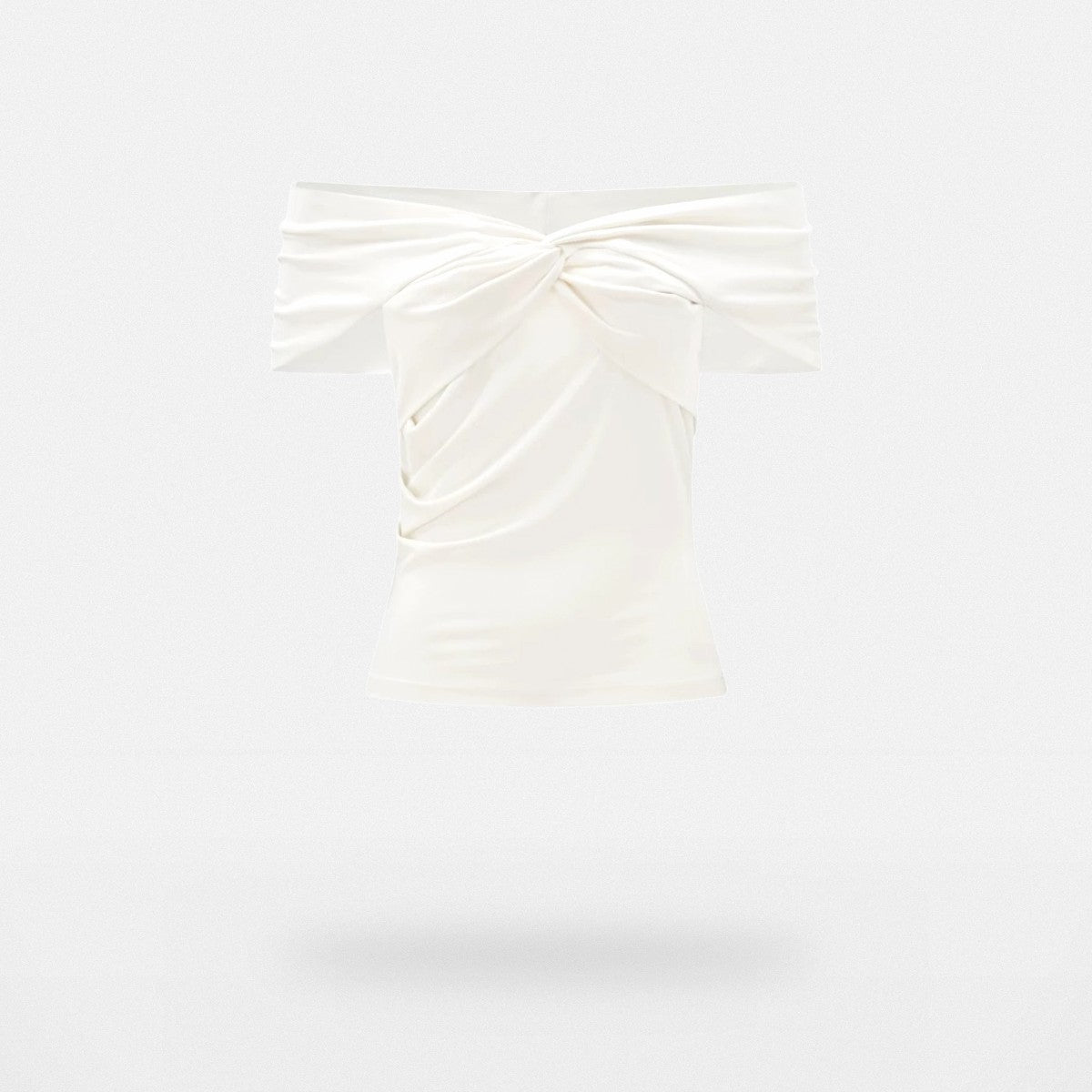 PUKI Twisted Knot Off Shoulder Top in White