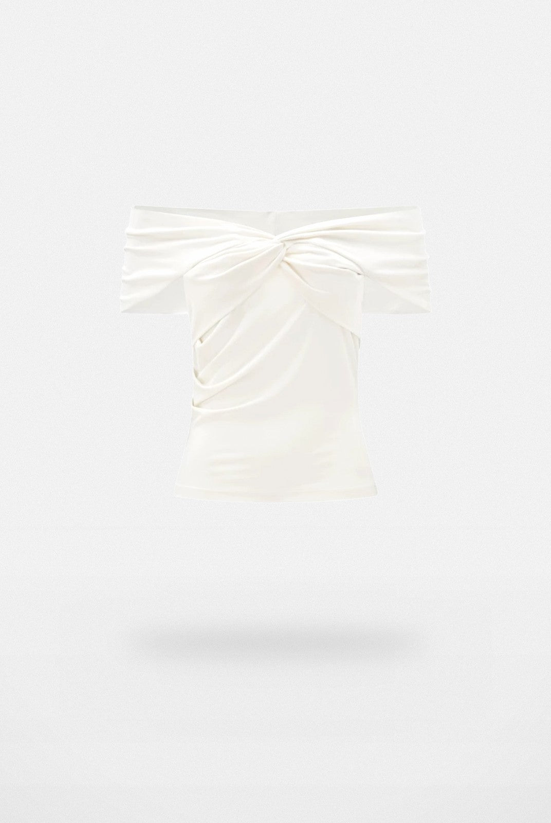 PUKI Twisted Knot Off Shoulder Top in White
