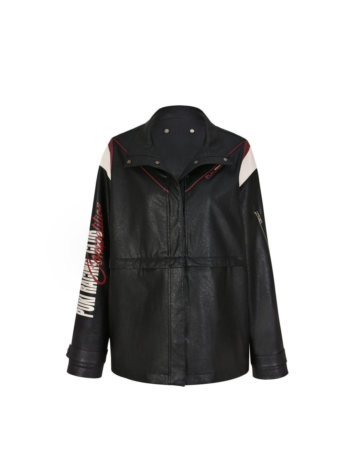 PUKI Convertible Leather Biker Jacket in Black