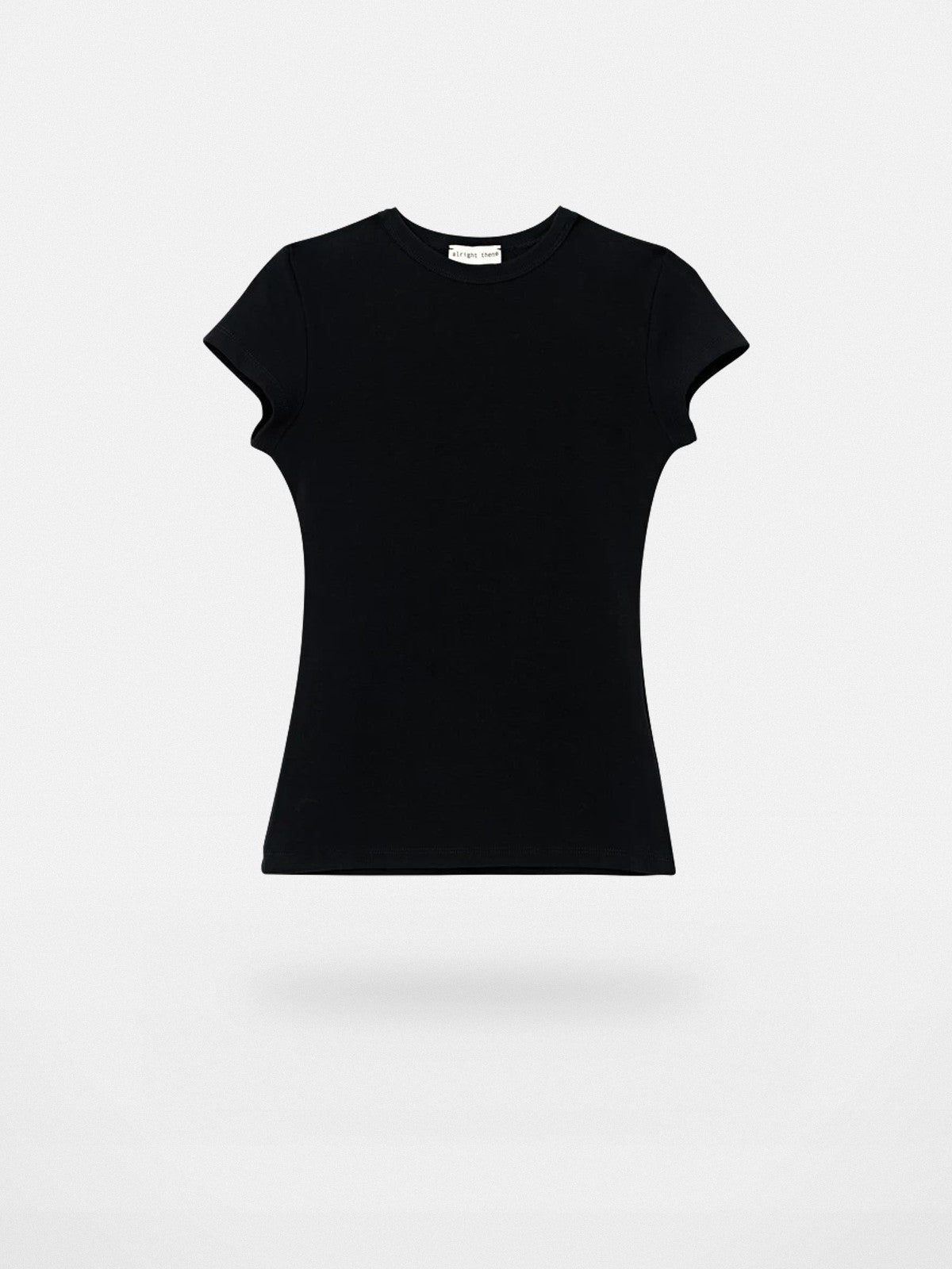 Alright Then Fitted Cap Sleeve T Shirt in Black