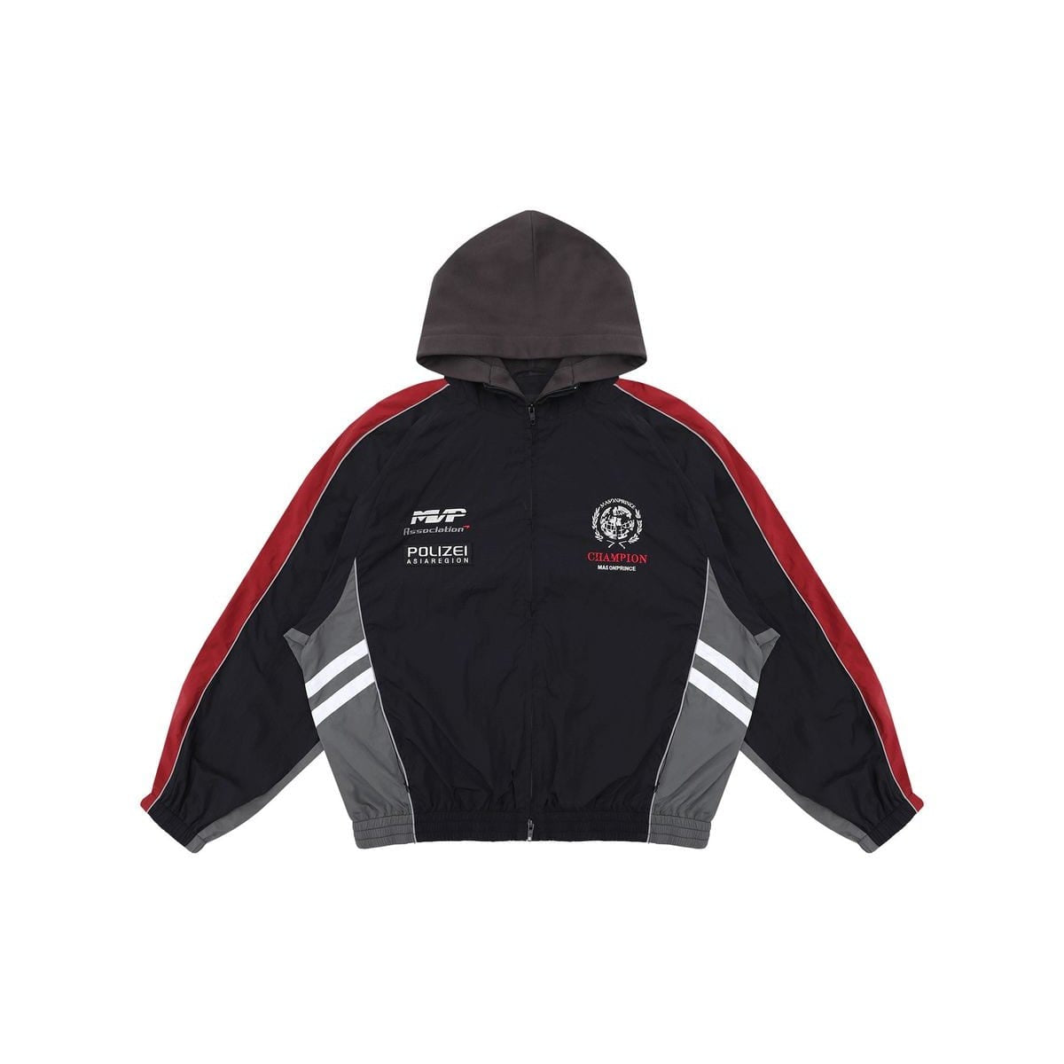 MasonPrince Deconstructed Patchwork Track Jacket in Black