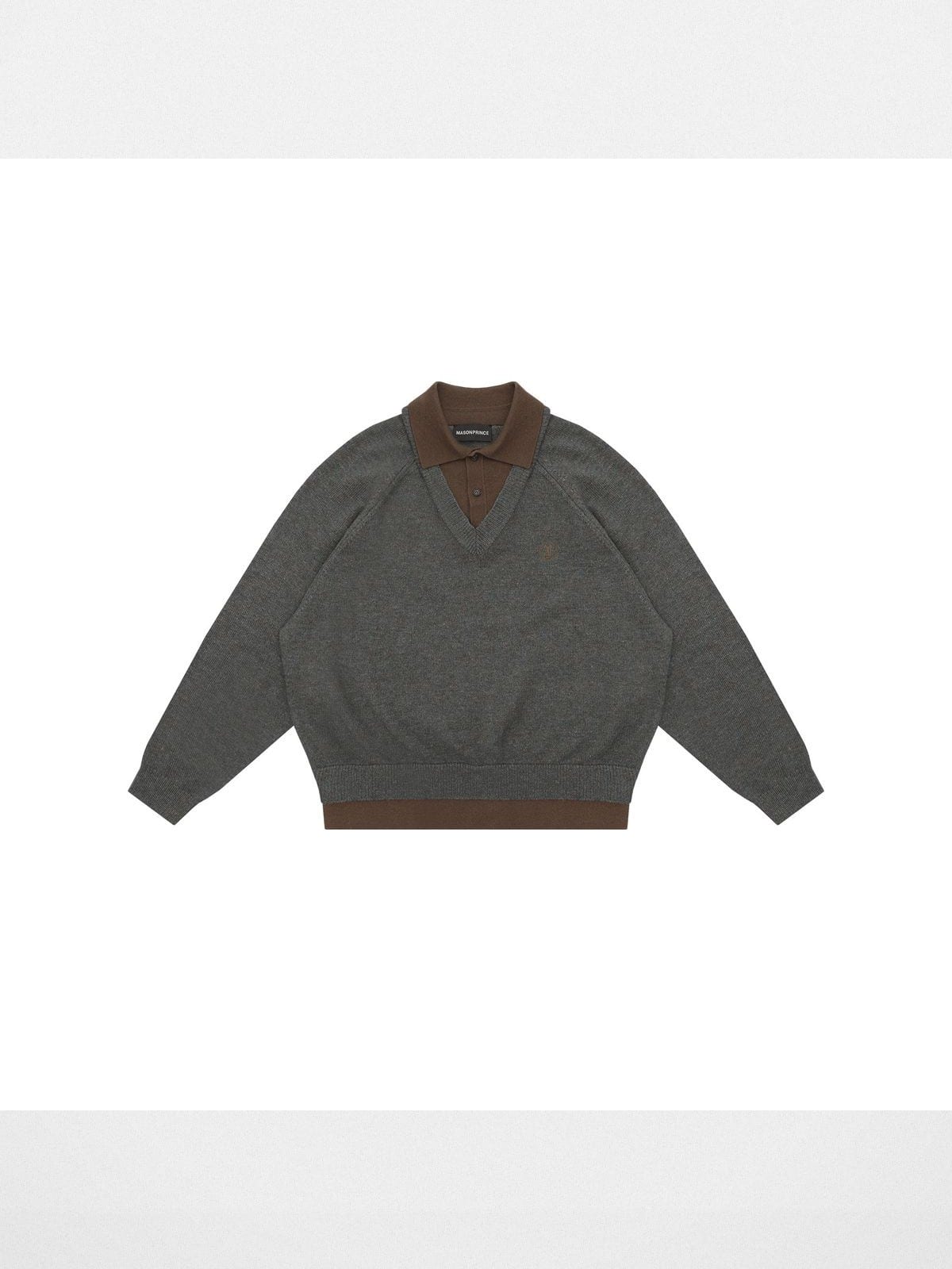 MasonPrince Faux Two Piece Wool Blend Polo in Gray