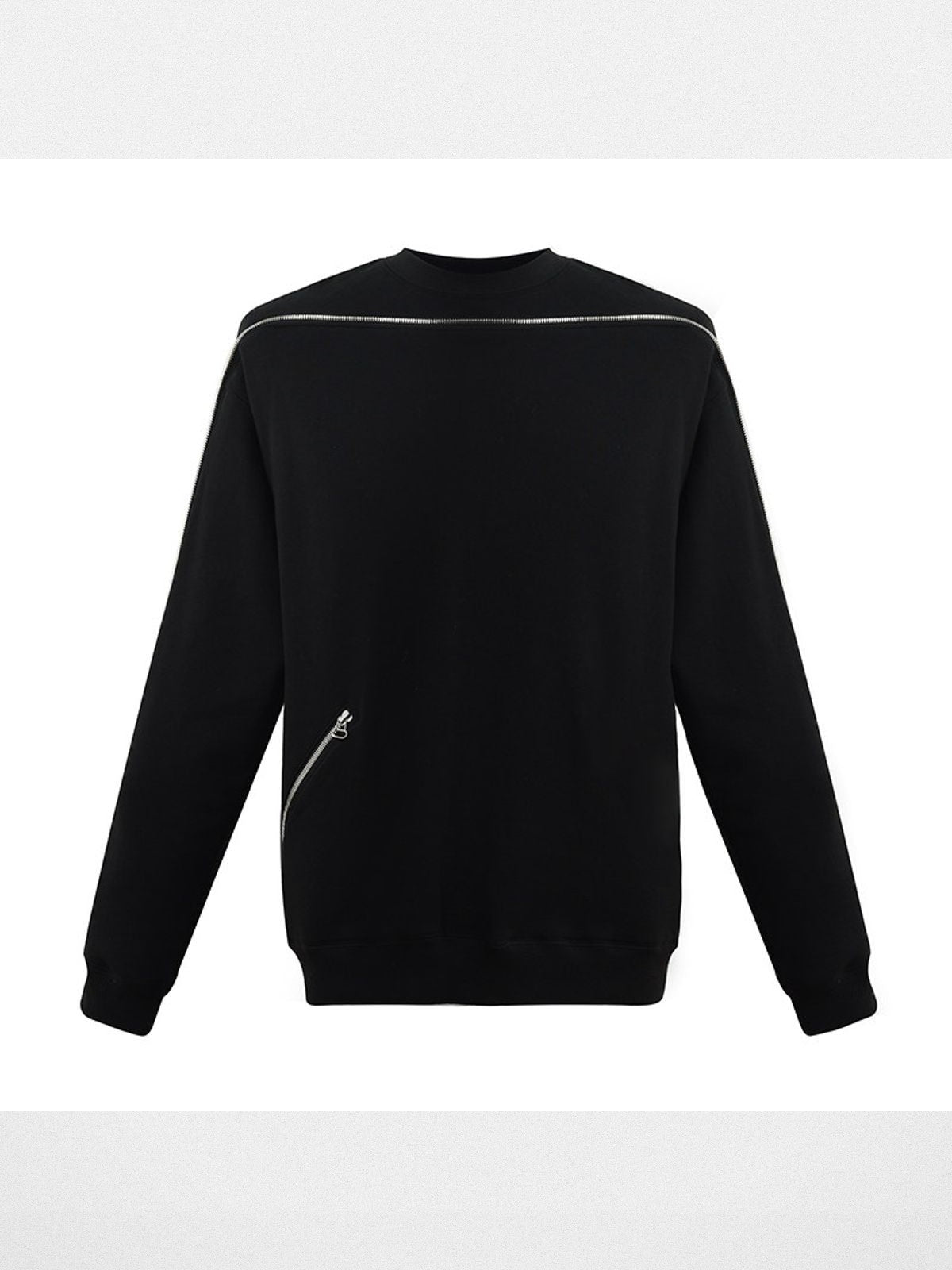 Roolrren Homme Heavyweight YKK Zip Sweatshirt in Black