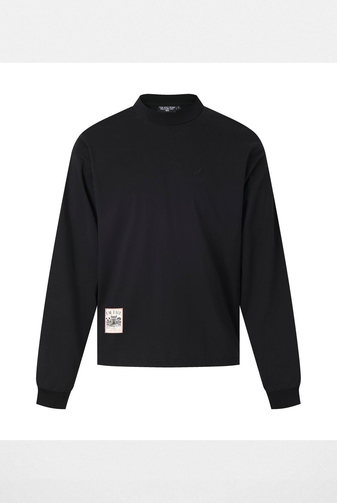 Swfi Heavyweight Embroidered Mock Neck Tee in Black