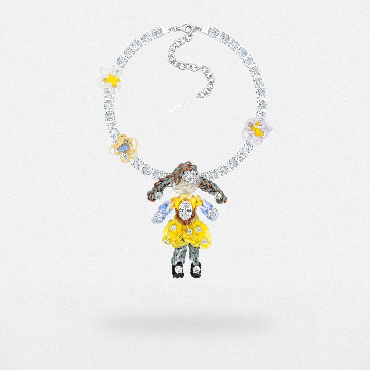 SHUSHU/TONG Zircon Rubber Band Girl Necklace in Yellow