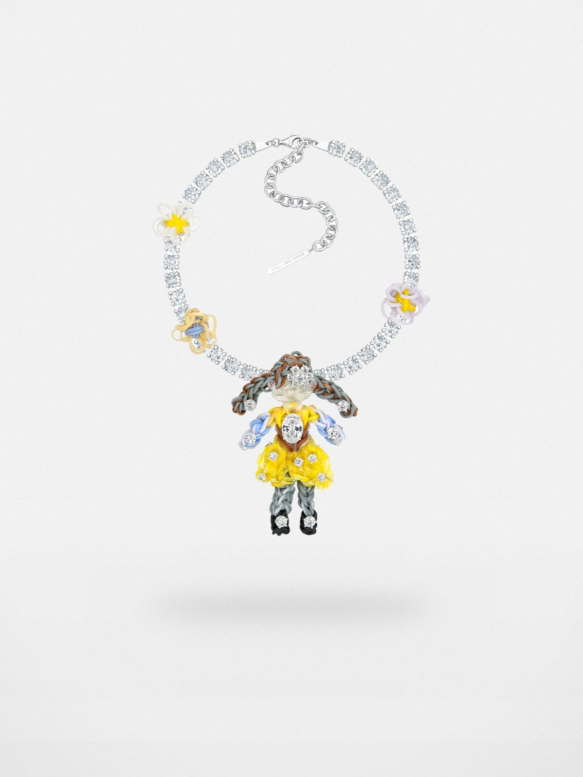 SHUSHU/TONG Zircon Rubber Band Girl Necklace in Yellow