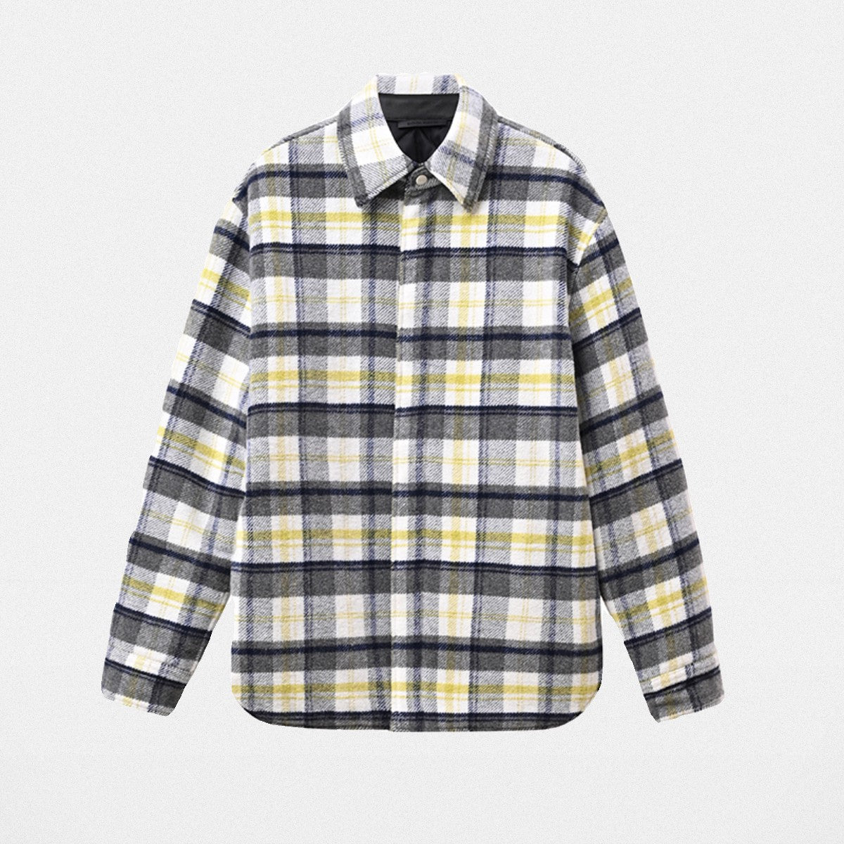 Roolrren Homme Padded Wool Plaid Shirt Jacket in Gray