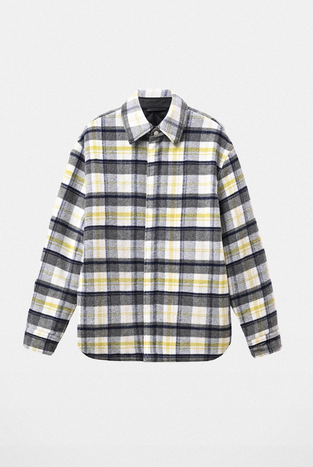Roolrren Homme Padded Wool Plaid Shirt Jacket in Gray