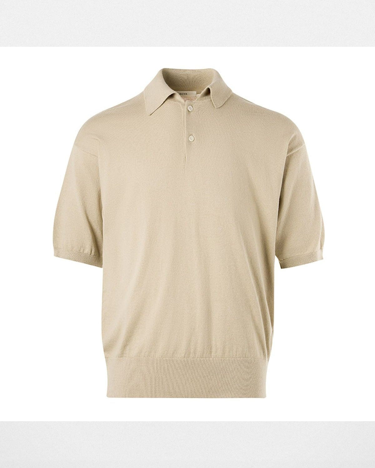 Roya Cashmere Blend Knit Polo in Beige