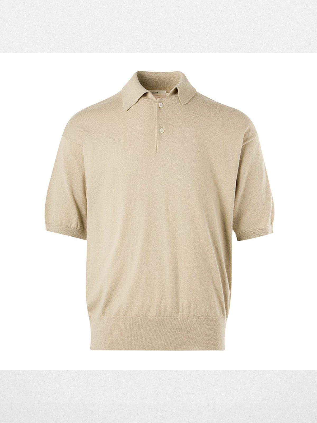 Roya Cashmere Blend Knit Polo in Beige