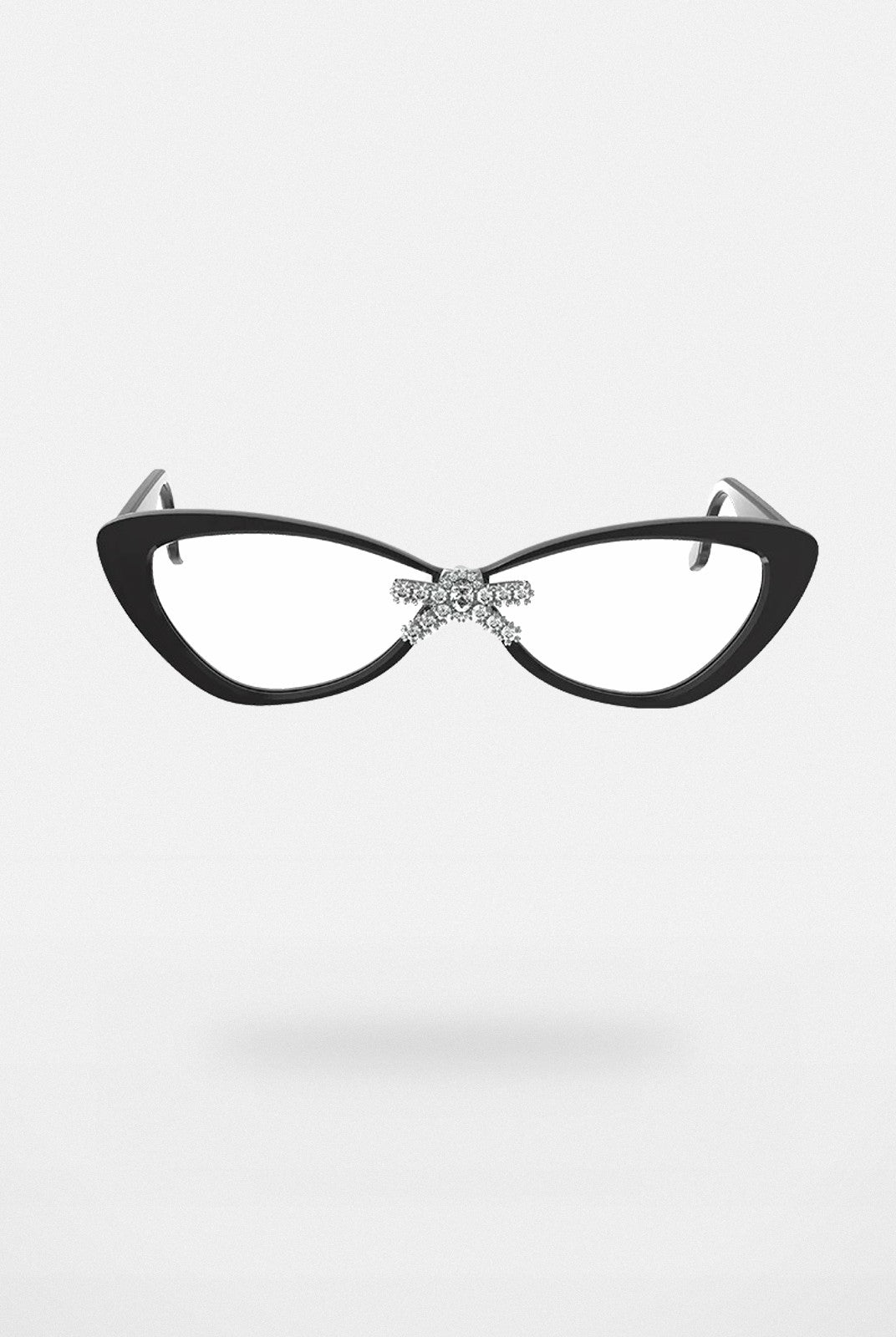 SHUSHUTONG Crystal Bow Cat Eye Glasses in Black